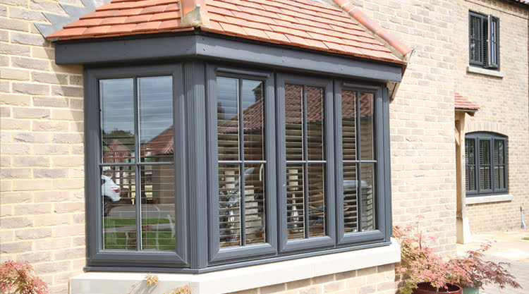 Anthracite Grey Bay Window Dummy Sash Button Window Photograph