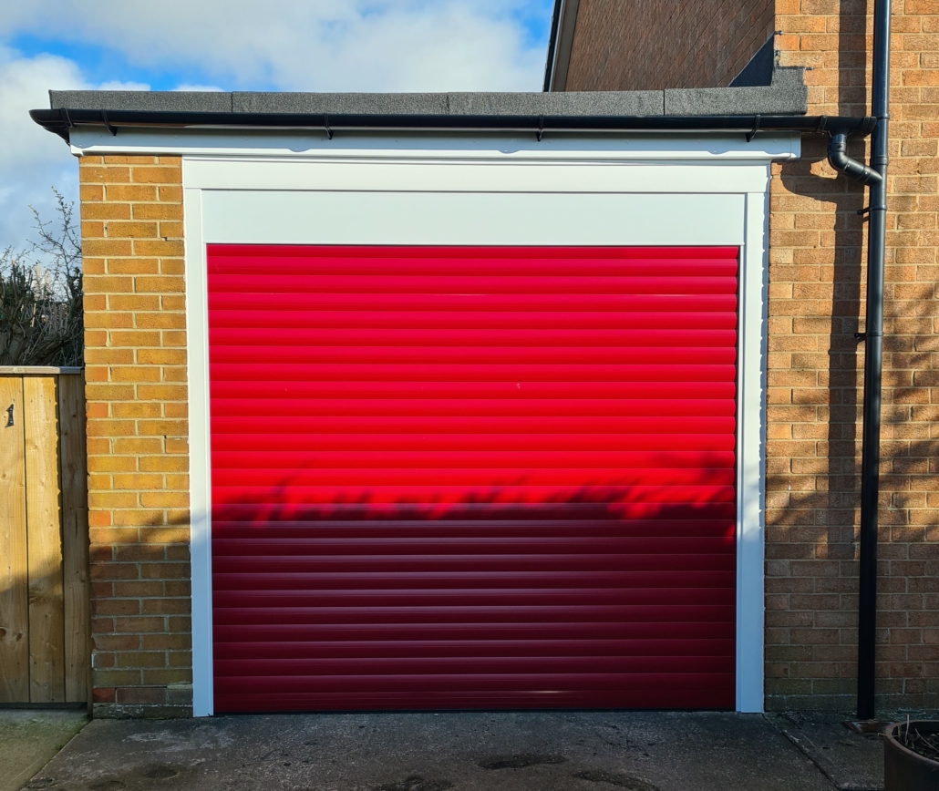 Alluguard 77 electric roller garage door red
